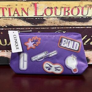 Clinique Purple Bold Makeup Bag NWT